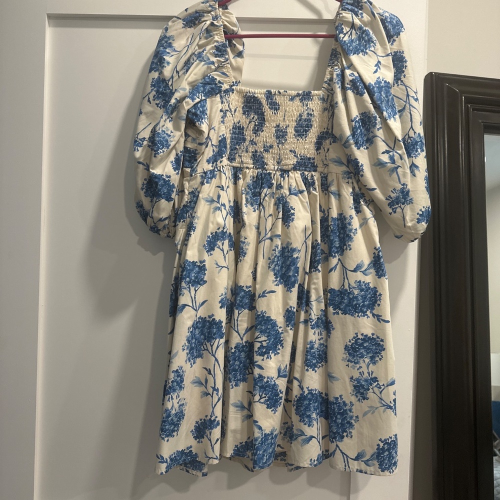 Abercrombie & Fitch Blue and Cream Floral Mini Dress - Picture 3 of 3